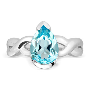 Edel S Blue Topaz - prsten ze stříbra s modrým topazem