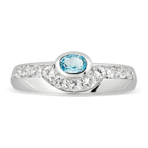 Balbina S Blue and White Topaz - prsten ze stříbra s modrým a bílým topazem