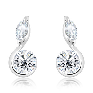 Amila S White Topaz - stříbrné náušnice s bílým topazem