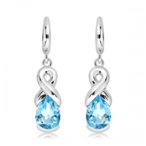 Man S Blue Topaz-stříbrné náušnice s modrým topazem