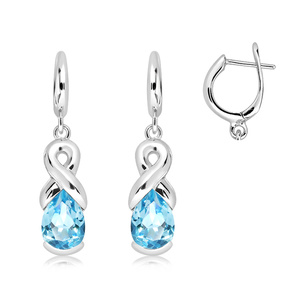 Man S Blue Topaz - stříbrné náušnice s modrým topazem