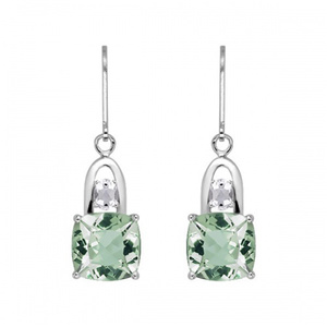 Rina S Green Amethyst and White Topaz - stříbrné náušnice se zeleným ametystem a bílým topazem