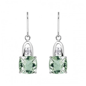 Rina S Green Amethyst and White Topaz - stříbrné náušnice se zeleným ametystem a bílým topazem