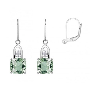 Rina S Green Amethyst and White Topaz - stříbrné náušnice se zeleným ametystem a bílým topazem