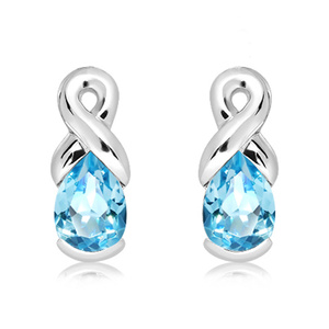 Man S Blue Topaz RP - stříbrné náušnice s modrým topazem