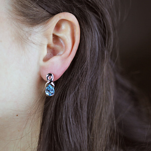 Man S Blue Topaz RP - stříbrné náušnice s modrým topazem