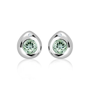Sana S Green Amethyst and White Topaz - stříbrné náušnice se zeleným ametystem a bílým topazem