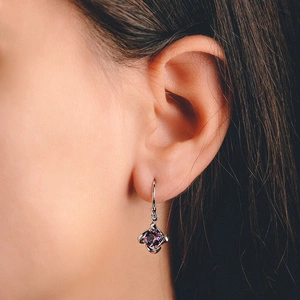 Albea S Ametyst - stříbrné náušnice s ametystem