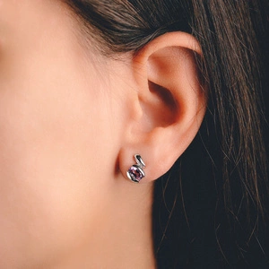 Beda S Ametyst - stříbrné náušnice s ametystem