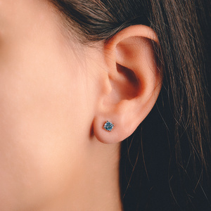 Citra S Blue Topaz - stříbrné náušnice s modrým topazem