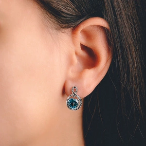 Kiara S Blue Topaz - stříbrné náušnice s modrým topazem