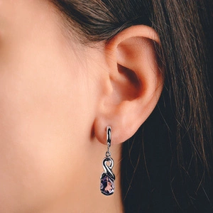 Man S Amethyst  - stříbrné náušnice s ametystem