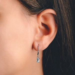 Materna S Blue Topaz - stříbrné náušnice s modrým topazem
