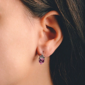 Lauren Pink - stříbrné náušnice se zirkony