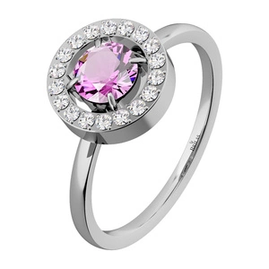 Zafira P Steel - zásnubní prsten z chirurgické oceli s růžovým zirkonem