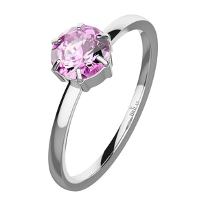 Havena P Steel - zásnubní prsten z chirurgické oceli s růžovým zirkonem