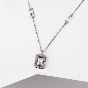 Gravita W Steel - přívěsek a řetízek z chirurgické oceli se zirkony