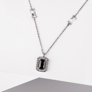 Gravita Black Steel - přívěsek a řetízek z chirurgické oceli se zirkony