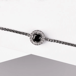 Tinzara Black Steel - náramek z chirurgické oceli se zirkony