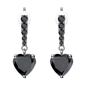 Sike Black - stříbrné náušnice se zirkony