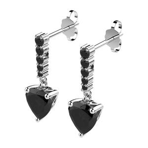 Sike Black - stříbrné náušnice se zirkony