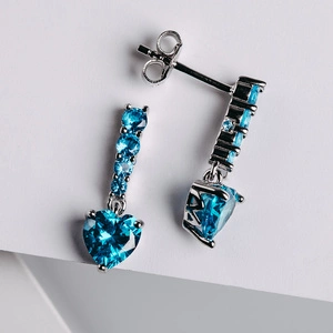 Sike Blue  - stříbrné náušnice se zirkony