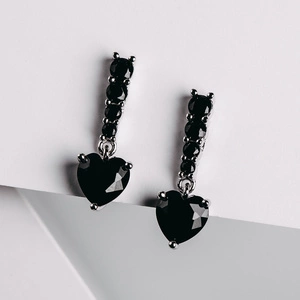 Sike Black - stříbrné náušnice se zirkony