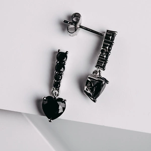 Sike Black - stříbrné náušnice se zirkony