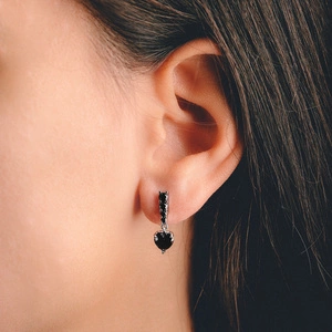 Sike Black - stříbrné náušnice se zirkony