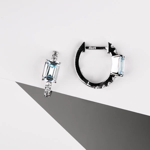 Auralis Blue - stříbrné náušnice s bílými a modrými zirkony