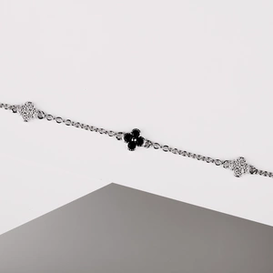 Zoryne Black - stříbrný náramek s bílými a černými zirkony