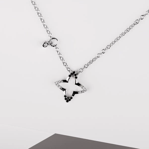 Aventia Black - stříbrný náhrdelník s bílými a černými zirkony