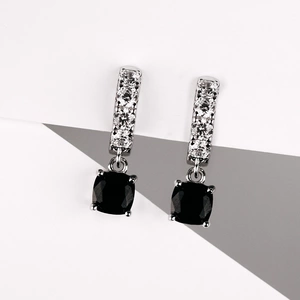 Seraphia Black - stříbrné náušnice s bílými a černými zirkony