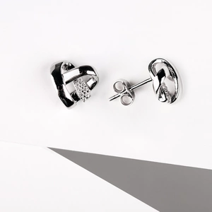 Lunet - stříbrné náušnice s bílými zirkony