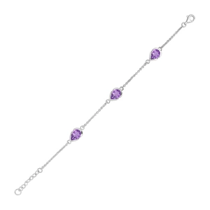 Charm S Amethyst - stříbrný náramek s fialovým amethystem