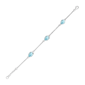 Charm Blue Topaz - stříbrný náramek s modrým topazem