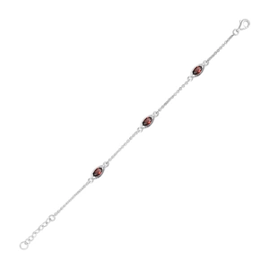 Silence Garnet - stříbrný náramek s granátem