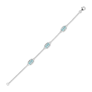 Fire Blue Topaz - stříbrný náramek s modrým topazem