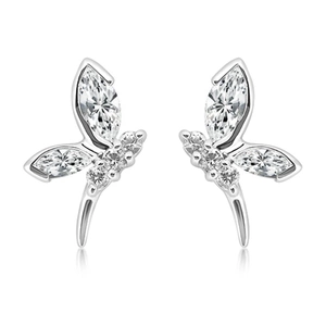 Wave White Topaz - stříbrné náušnice s bílým topazem