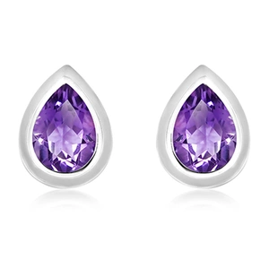 Ladet S Amethyst - stříbrné náušnice s fialovým amethystem