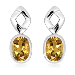 Gate Cognac Quartz - stříbrné náušnice s hnědým quartzem