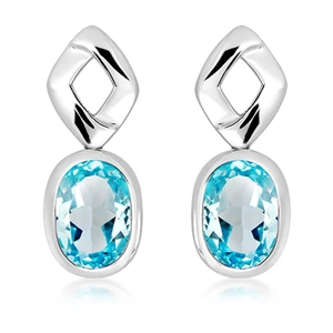 Gate Blue Topaz - stříbrné náušnice s modrým topazem
