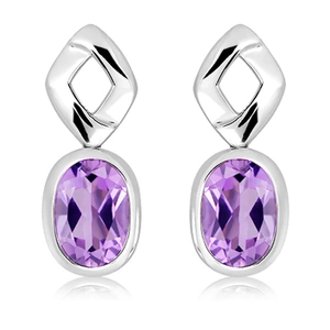Gate S Amethyst - stříbrné náušnice s fialovým amethystem