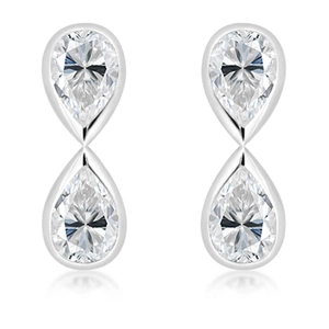Amber White Topaz - stříbrné náušnice s bílým topazem