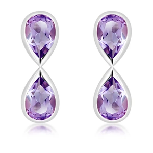 Amber Amethyst - stříbrné náušnice s amethystem