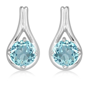 Glow Blue Topaz - stříbrné náušnice s modrým topazem