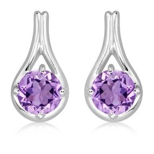Glow S Amethyst - stříbrné náušnice s fialovým ametystem