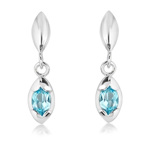 Midla Blue Topaz - stříbrné náušnice s modrým topazem