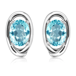 Petal Blue Topaz - stříbrné náušnice s modrým topazem