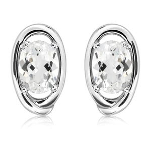 Petal White Topaz - stříbrné náušnice s bílým topazem